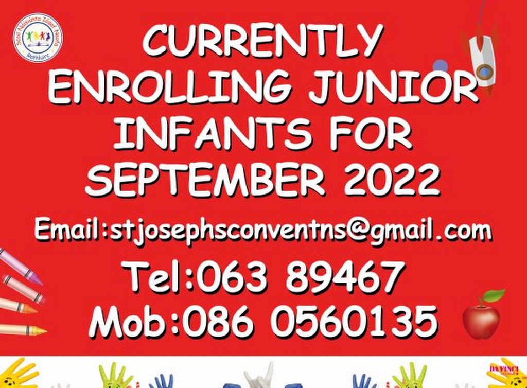 Junior Infants Enrollment September 2022 – St Josephs National School