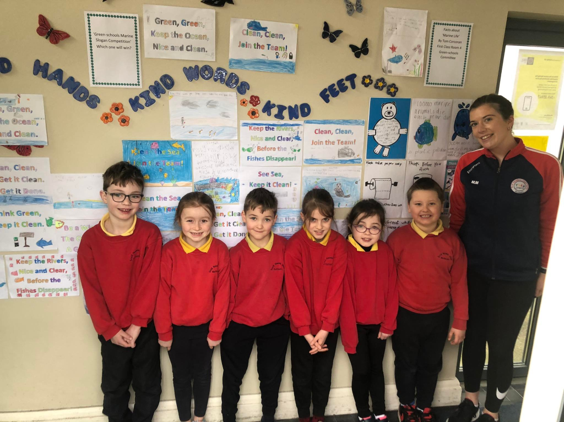 Miss Murphy the Green-schools co-ordinator with the Green-schools commitee