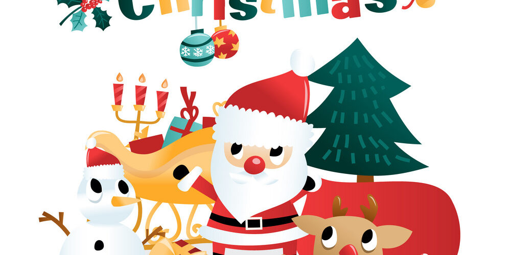 Fun Cartoon Christmas Holiday Scene