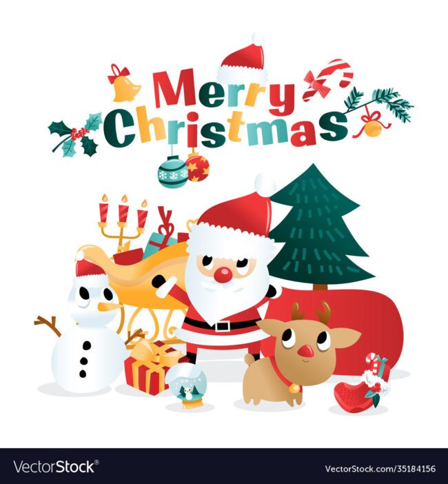 Fun Cartoon Christmas Holiday Scene